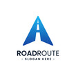 © SejalanArt - Letter A for road route logo design template. Concept of destination, address, position, travel, gps map, etc. Creative vector symbol highway.