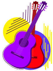 guitar and music notes