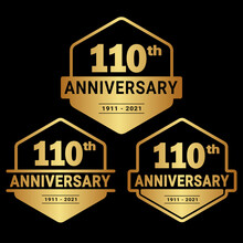 110 Years Anniversary Set. 110th Celebration Logo Collection. Vector And Illustration.
