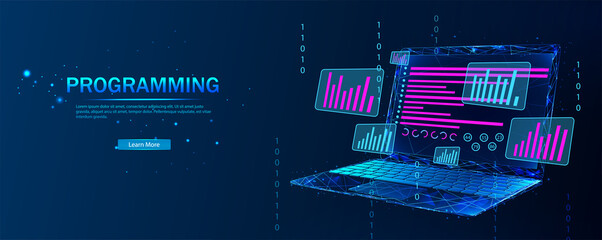 Wall Mural - software, web development, programming concept. abstract programming language and program code on th