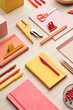 Composition of modern bright stationery