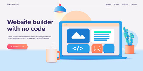 Wall Mural - website builder illustration in isometric vector design. web development cloud-based service. saas a