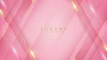 Luxury Golden Line Background Pink Shades In 3d Abstract Style , Valentines Day Concept, Illustration From Vector About Modern Template Deluxe Design.