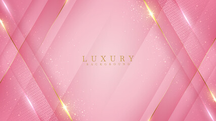 luxury golden line background pink shades in 3d abstract style , valentines day concept, illustratio