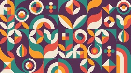 Abstract geometric concept poster design. Graphic horizontal pattern. Nature leaves development creative banner. Agriculture garden harvest layout. Vector illustration. 