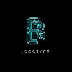 Aufkleber - Cyber letter B for digital technology logo concept. Contour circuit style monogram for artificial intelligence product symbol, robotic system logo and vector type design