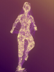 Leinwandbilder - Abstract running wire man in modern style. Forward movement concept. 3d rendering digital illustration