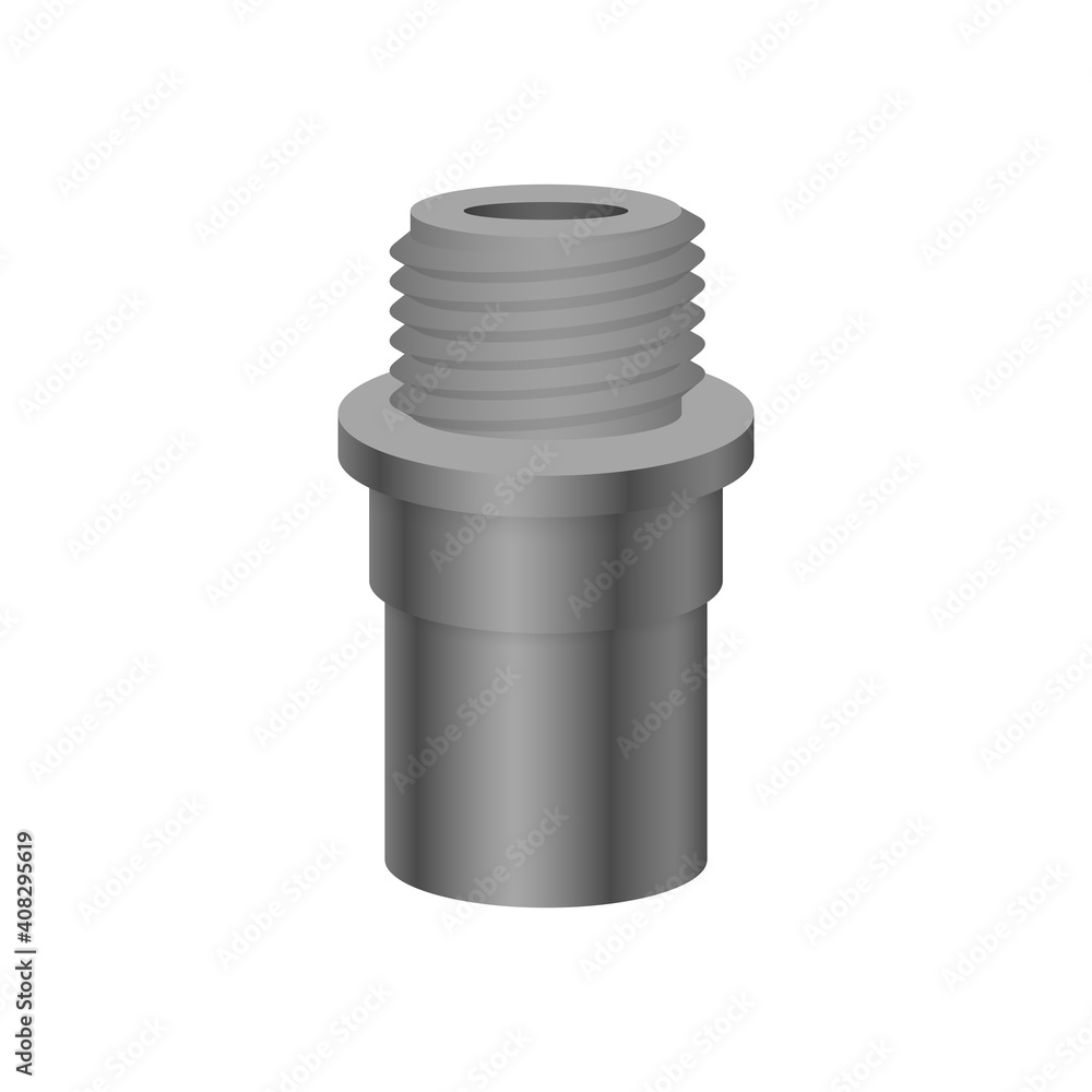Pvc Socket Symbol PVC or plastic pipe fitting vector icon. Adapter type consist of slip ...