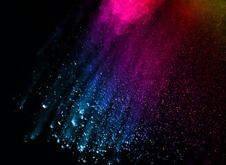 Wall Mural - abstract powder splatted background. colorful powder explosion on black background. colored cloud. c