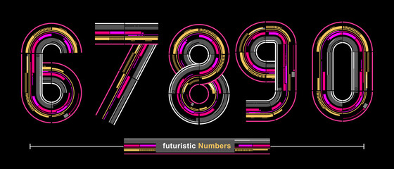 Wall Mural - Numbers Typography Font futuristic modern style in a set 67890