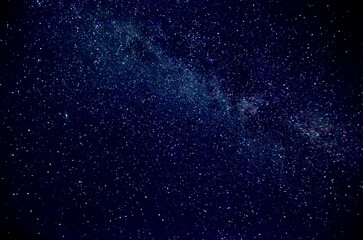 Dark night sky Milky Way and stars on a dark background. Starry sky over Chelyabinsk region, Russia
