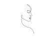 © Екатерина Заносиенко - Continuous line portrait of a woman or girl. Minimalist simple art. One line face for print, textile, cards, posters. Vector illustration