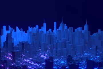 Canvas Print - 3d image render, aerial view of cityscape background. 3d rendering.