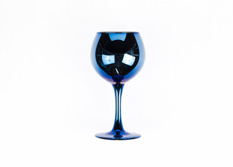 blue wine glasses isolated on white background