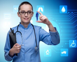 Wall Mural - Woman doctor in telemedicine futuristic concept