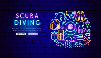 Poster - Scuba Diving Neon Banner Design