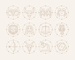 Zodiac signs and symbols. Astrology vector illustrations