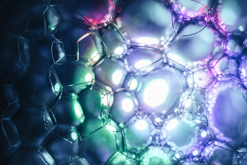 Aufkleber - Close up Beautiful abstract soap bubbles. Background pattern for design. Macro photography view.