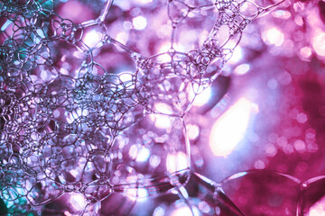 Aufkleber - Close up Beautiful abstract soap bubbles. Background pattern for design. Macro photography view.