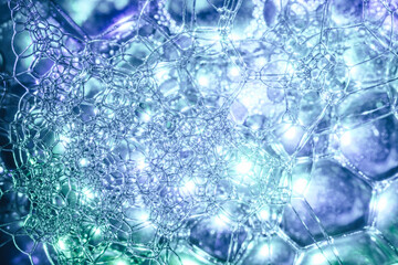 Aufkleber - Close up Beautiful abstract soap bubbles. Background pattern for design. Macro photography view.