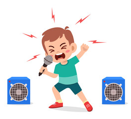 Sticker - little boy sing a song on stage and screaming