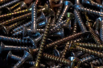 Canvas Print - Closeup shot of many metal screws