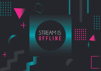 Wall Mural - stream is offline lettering memphis style in black color background