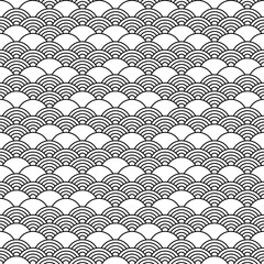 Canvas Print - Seamless pattern in chinese style. Black and white oriental background.