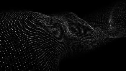 Fototapete - Abstract gradient wave of particles. Big data. Digital background. Futuristic vector illustration.