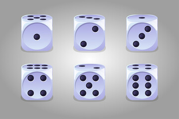 Wall Mural - Vector collection of isolated game white dice.