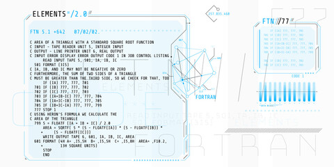 Canvas Print - hud interface elements with part of the code fortran.