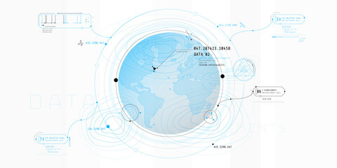 Wall Mural - design of a futuristic software interface for planetary search.