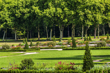 Sticker - Beautiful Park near Chambord castle. Chambord castle (1519) is largest of Loire Chateau. Loire Valley, Chambord, France.