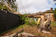 © Gillian Vann/Austockphoto - large tree fallen on an outdoor shed