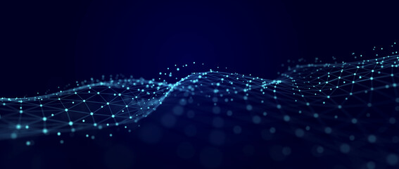 Fototapete - Information Technology. Digital background. 3D visualization of big data. 3d rendering.