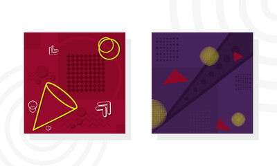 Wall Mural - set of red and purple designs with geometric shapes, colorful design