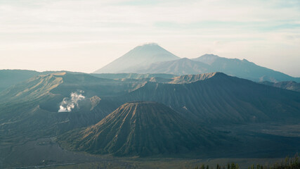 Wall Mural - Panoramic view of Bromo Mountain, Morning at Bromo Tengger semeru, East Java, Indonesia