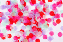 Bright Background From Colored Confetti. Photography For Design. Festive Texture For Design.
