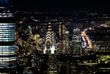 Scenic View Of Manhattan Chrysler Building And Skyscrapers At Night