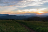 Fototapeta Niebo - Appalachian Trail at sunset, view from Max Patch bald over the Great Smoky Mountains