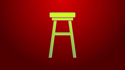 Sticker - Green line Chair icon isolated on red background. 4K Video motion graphic animation