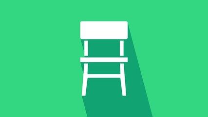 Sticker - White Chair icon isolated on green background. 4K Video motion graphic animation