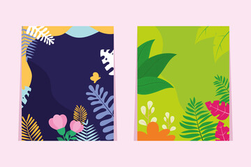 Poster - colorful backgrounds for stories with tropical leaves design