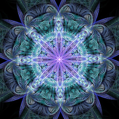 Wall Mural - abstract fractal mandala, computer-generated illustration.