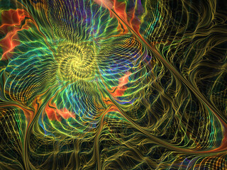 Wall Mural - abstract fractal spiral background, computer-generated illustration.