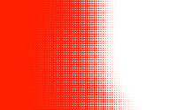 Dots Halftone Red White Color Pattern Gradient Texture With Technology Digital Background. Dots Pop Art Comics Style.