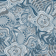 Abstract Seamless Retro Pattern Of Fox And Wolf In Line. Knitting. The Pattern Imitates Knitting. Vector Illustration.
