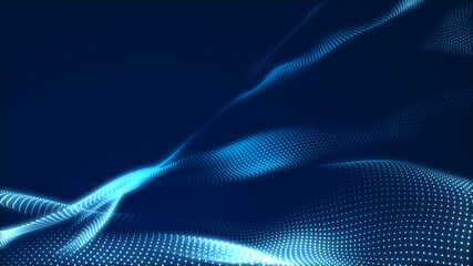 Dot blue wave light screen gradient texture background. Abstract  technology big data digital background. 3d rendering.
