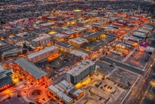 Aerial View Of Christmas Lights In Grand Junction, Colorado At Dusk