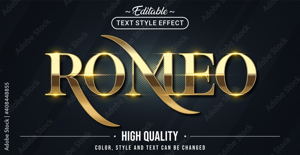 Editable text style effect - Romeo text style theme. - obrazy, fototapety, plakaty 